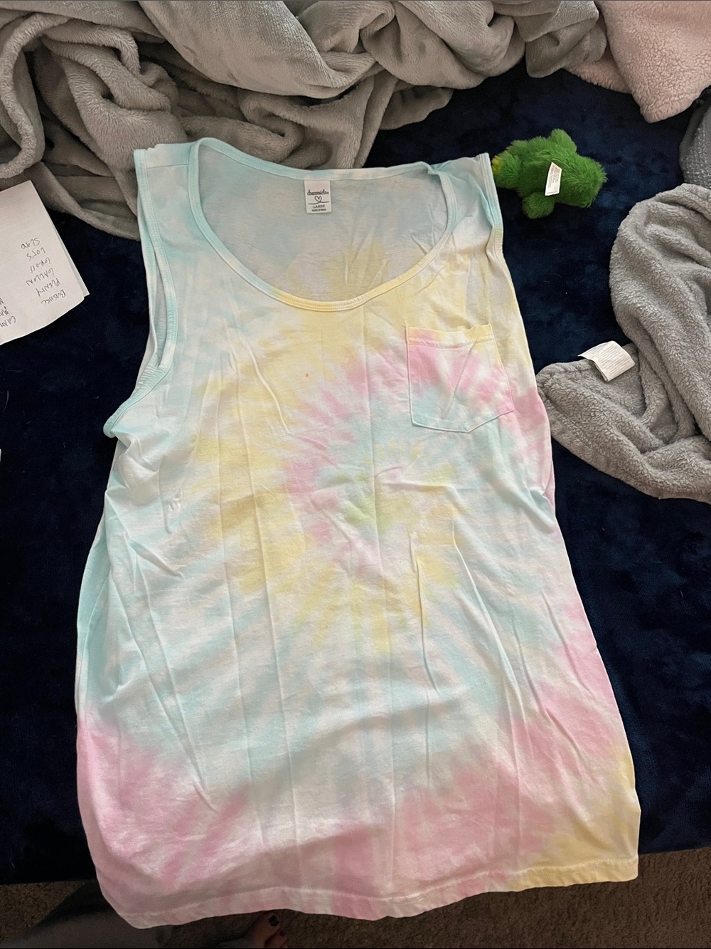 4/20$ Pastel Tie-Dye Pocket Tank Top